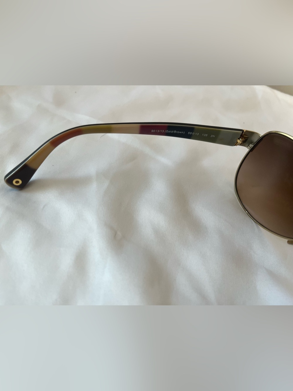 Y2K COACH Gold Aviator (Kristina) Sunglasses with Brown Lenses and Legacy Stripe - Picture 11 of 11